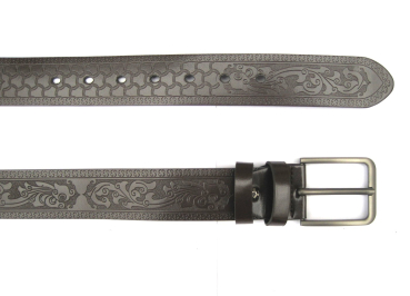 Gürtel - mit Schnalle - Flower Tooling - CHOCO BROWN - versch. Längen - 110cm bis 130cm